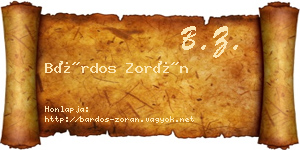 Bárdos Zorán névjegykártya
